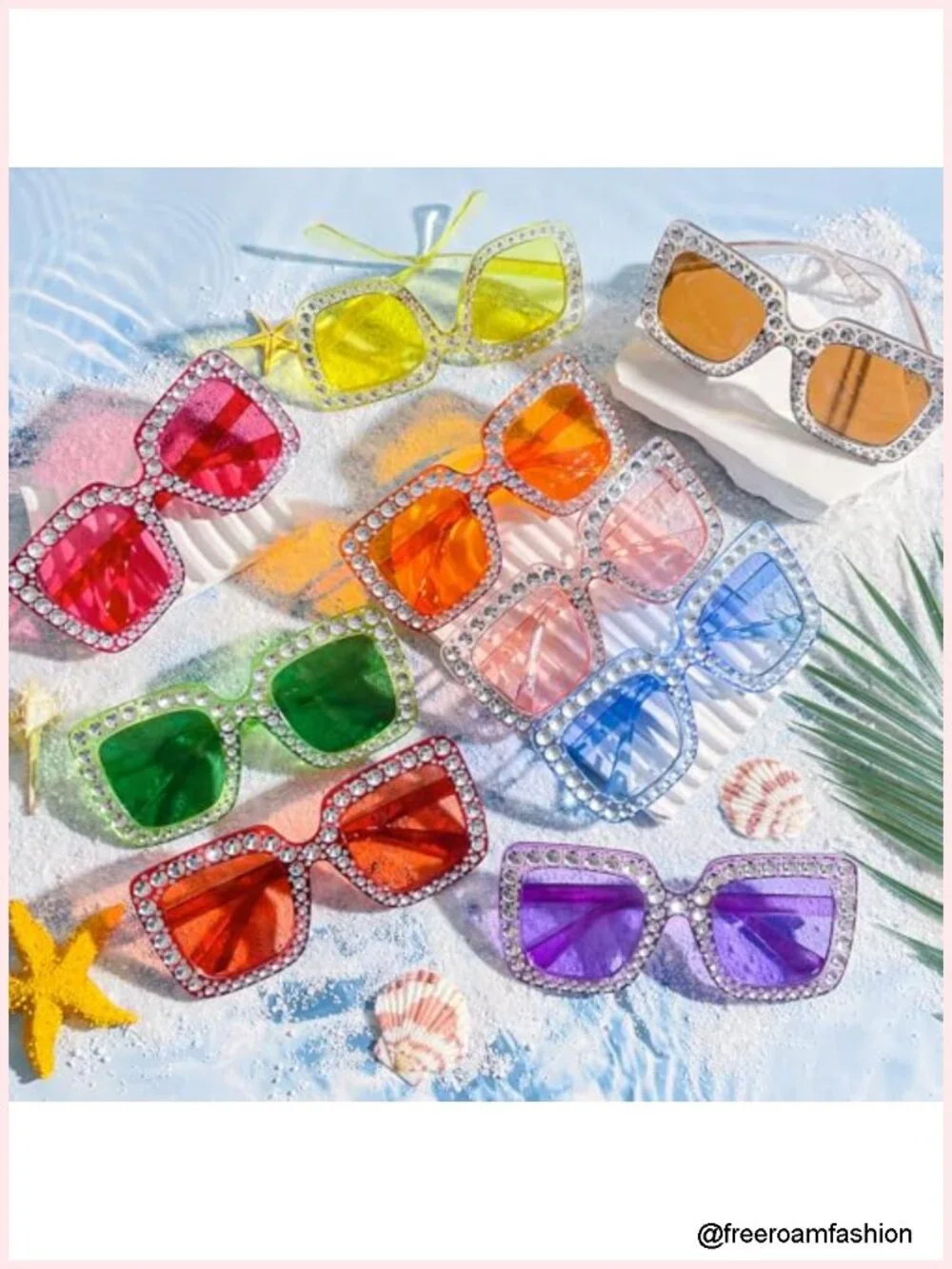 20 Pack Crystal Oversized Square Sunglasses Retro Diamond Glitter Sparkling